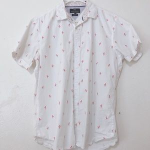 Michael Brandon Flamingo Pattern Button Down Shirt